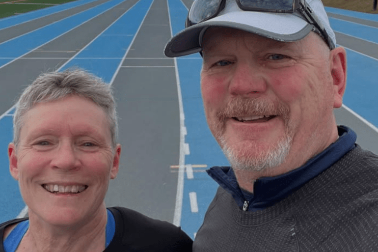 Donna Bartel and Mike Pearson training at the track in a photo published to their Instagram.